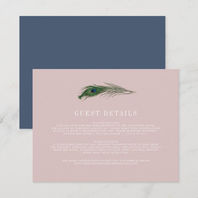 D'accompagnement Présentation du paon | Carte d'invité de mariage e (Devant / Derrière)