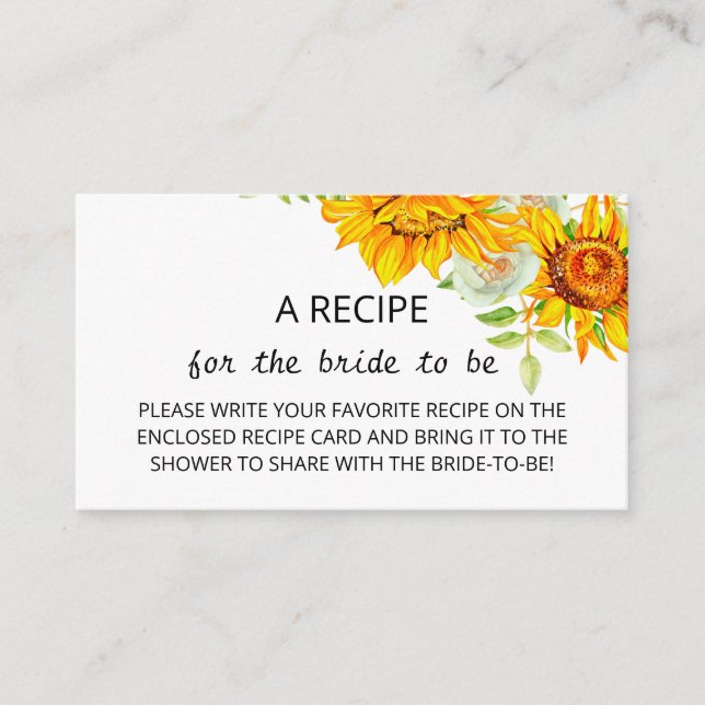 D'accompagnement Recette de tournesol pour la carte de boîtier (Devant)