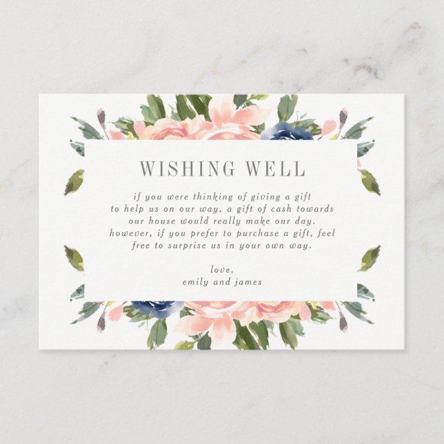 D'accompagnement Registre de cadeaux Navy Blush ou carte de puits d (Devant)