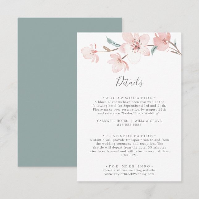 D'accompagnement Ressort Cherry Blossom Détails Carte de boîtier (Devant / Derrière)