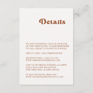 D'accompagnement Retro Terracotta Détails du Mariage Carte de boîti