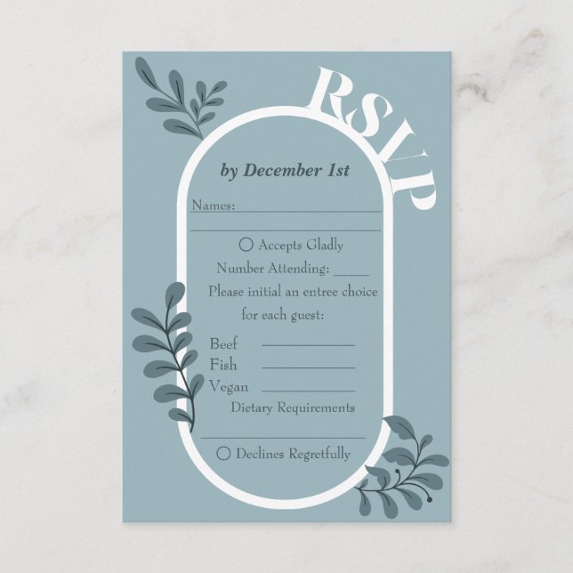 D'accompagnement Rococo Blue Simple Mariage Carte RSVP (Devant)