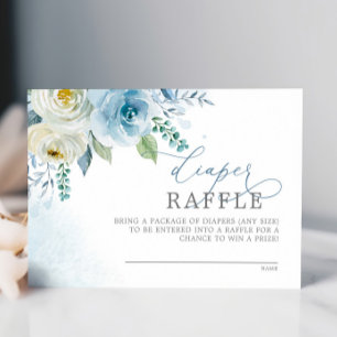 D'accompagnement Rose Dusty Blue Flowers Diaper Carte Raffle