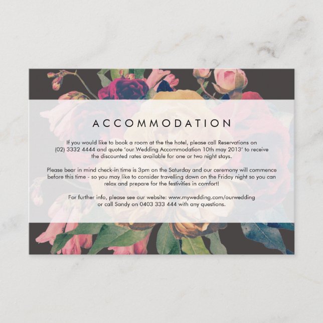 D'accompagnement Rose foncé Botanique Pied Mariage Détails Carte (Devant)