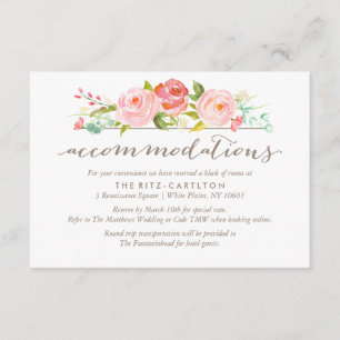 D'accompagnement Rose Garden Floral Hébergements Mariage Carte