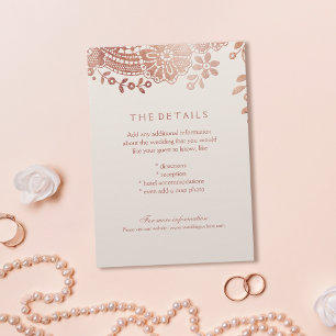 D'accompagnement Rose or élégant dentelle mariage détails carte