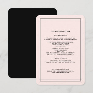 D'accompagnement Rose pâle   Carte de détails Mariage noir