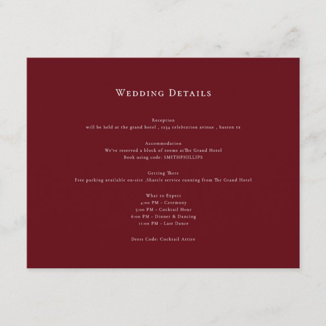 D'accompagnement Rouge Classic Mariage Détails Carte de boîtier (Devant)