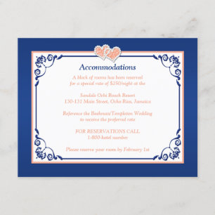 D'accompagnement Royal Blue, Pêche Florale, Coeurs Insertion Carte