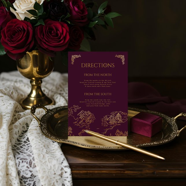 D'accompagnement Royal Muse Imaginaire médiéval Vieux Monde Carte M (Royal Muse Medieval Fantasy Old World Map Wedding Enclosure Card (Front))