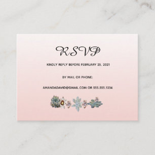 D'accompagnement RSVP mariage carte succulent floral blush or rose