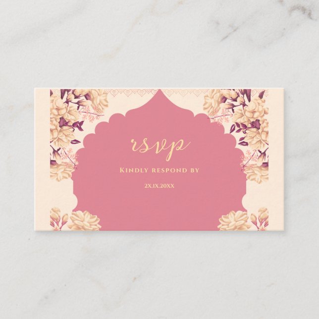 D'accompagnement RSVP pour un mariage sikh | Carte de réponse pour  (Devant)