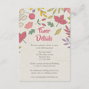 D'accompagnement Rustic Fall Floral Automne Mariage Détails Carte