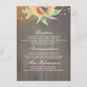 D'accompagnement Rustic Sunflower Information Mariage Carte d'invit