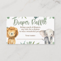 Safari Animaux Baby shower Déchets Carte Raffle