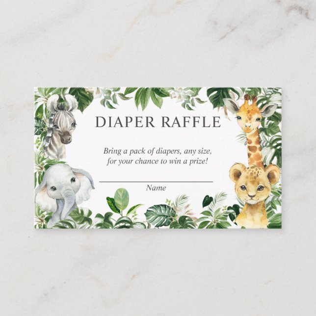 D'accompagnement Safari vert Jungle Animaux Déchets Carte Raffle (Devant)