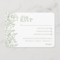 Sage Chinoiserie Floral RSVP Carte de Repose