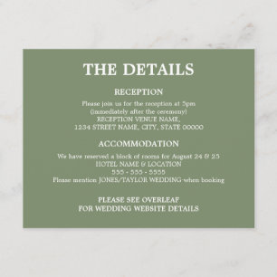 D'accompagnement Sage Green Mariage QR Code Détails Carte de boîtie