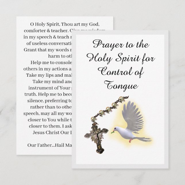 D'accompagnement Saint-Esprit Contrôle de la parole Carte de prière (Devant / Derrière)