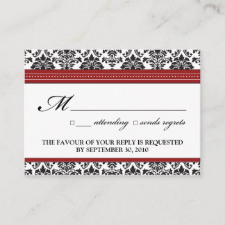 D'accompagnement ::sarah :: Carte RSVP de mariage Damask 3,5 po x 2