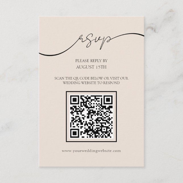 D'accompagnement Script classique élégant QR Code Mariage carte RSV (Devant)