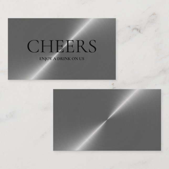 D'accompagnement Silver Metal Effet Boissons Gratuites Carte Billet (Devant / Derrière)