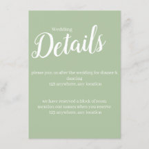 simple carte Mariage vert clair