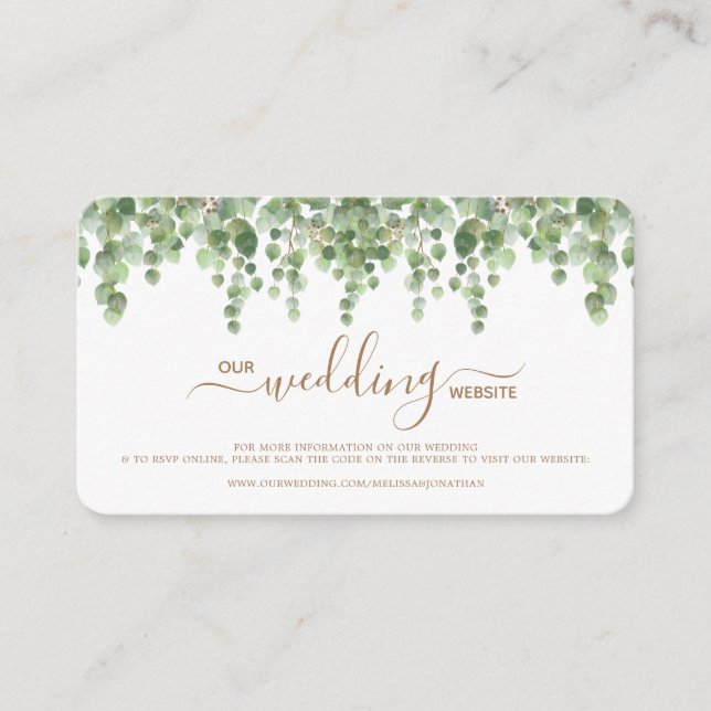 D'accompagnement Site Mariage Eucalyptus QR Code carte RSVP (Devant)