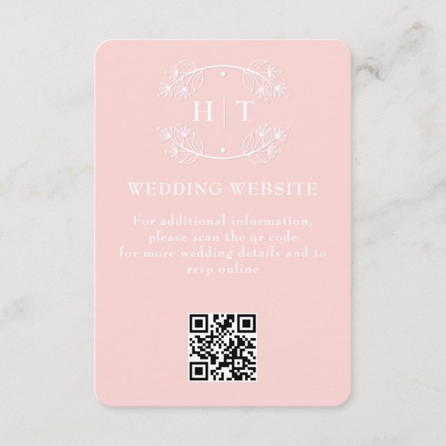 D'accompagnement Site mariage Pink Blush Monogram Carte de boîtier (Devant)
