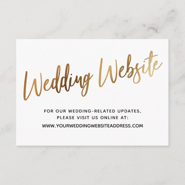D'accompagnement Site Web de Mariage Script Doré, Carte Save the Da (Devant)