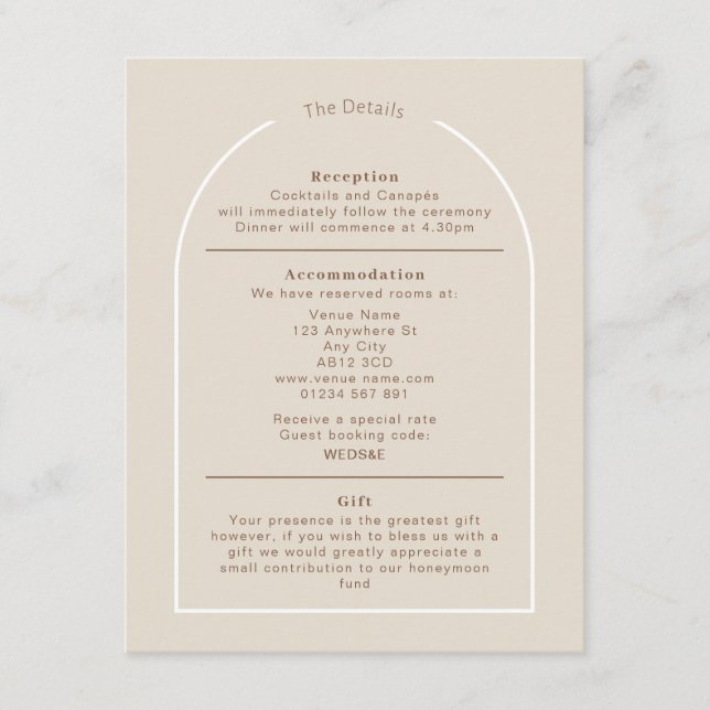 D'accompagnement SOPHIA Modern Desert Boho Arch Détails Carte (Devant)
