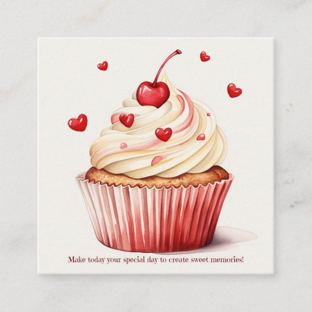 D'accompagnement Sweet Cupcake Red Hearts Carte Saint-Valentin (Devant)