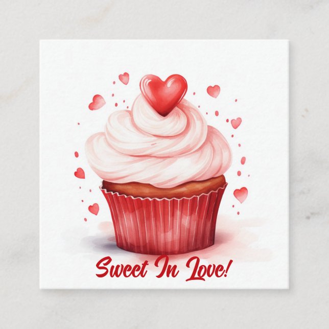 D'accompagnement Sweet In Love Hearts Cupcake Carte Saint-Valentin (Devant)
