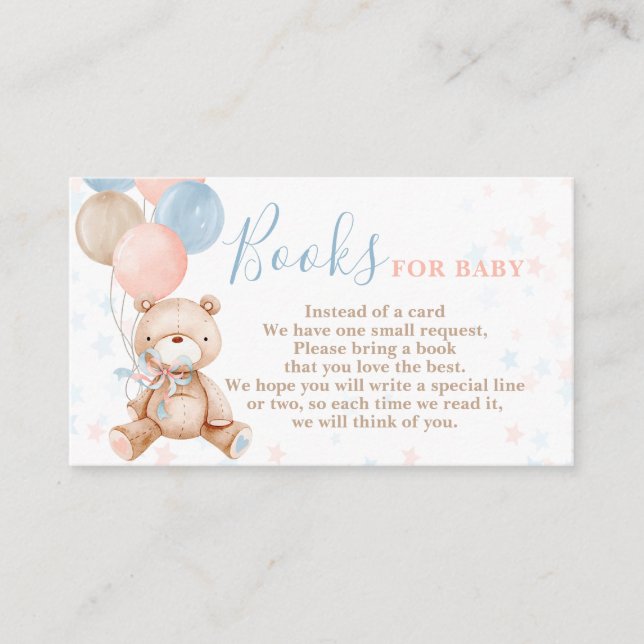 D'accompagnement Teddy Bear Genre Reveal Apportez une carte de livr (Devant)