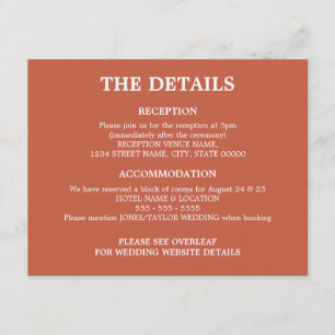 D'accompagnement Terracotta Mariage QR Code Détails Carte de boîtie