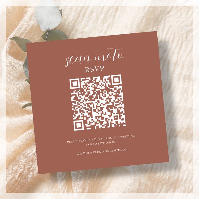D'accompagnement Terre cuite | Carte de boîtier de code QR RSVP (Créateur téléchargé)