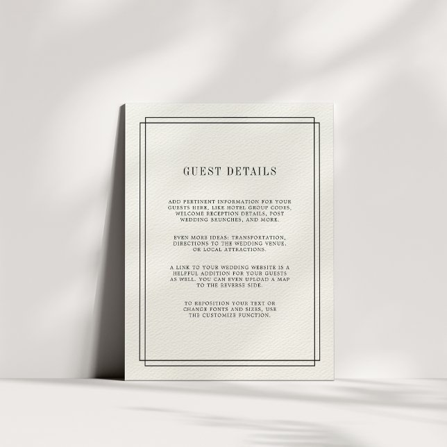 D'accompagnement Timeless | Carte de détails pour invité au mariage (Créateur téléchargé)