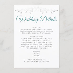 D'accompagnement Turquoise & Grey Elegant Wedding Details Carte de 