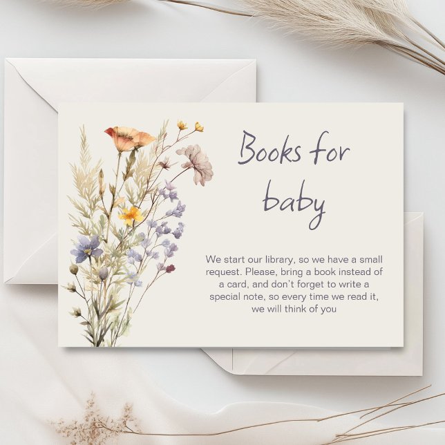 D'accompagnement Une petite carte baby shower fille fleur sauvage (Little wildflower baby shower invitation rustic boho watercolor botanical meadow, baby in bloom)