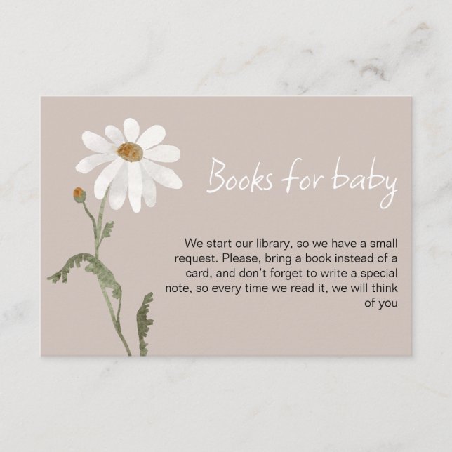 D'accompagnement Une petite carte de baby shower fleur sauvage marg (Devant)