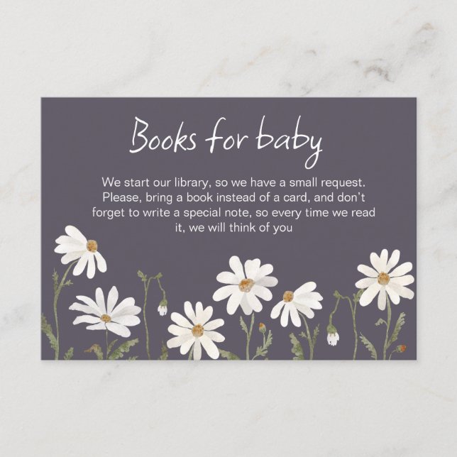 D'accompagnement Une petite carte de baby shower fleur sauvage marg (Devant)