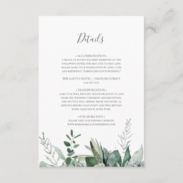 D'accompagnement Une verdure succulente | Détails Carte de boîtier (Devant)