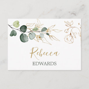 D'accompagnement Verdure aquarelle, or floral Carte place