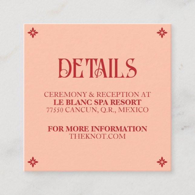 D'accompagnement Voeux Vibrants : Une Carte de Détails de Mariage F (Devant)