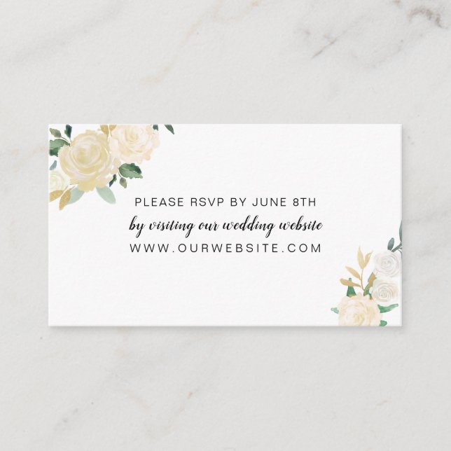 D'accompagnement White Floral couronne mariage rsvp carte en ligne (Devant)