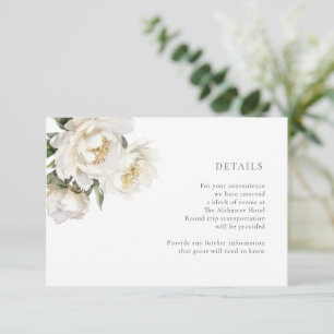 D'accompagnement White Peonies Détails du Mariage Carte de boîtier