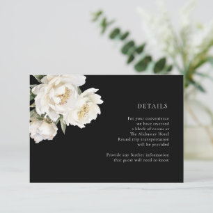 D'accompagnement White Peonies Mariage noir Détails Carte de boîtie