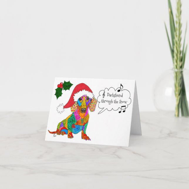 Dachshund À Travers La Carte De Voeux De Noël De N (Devant)