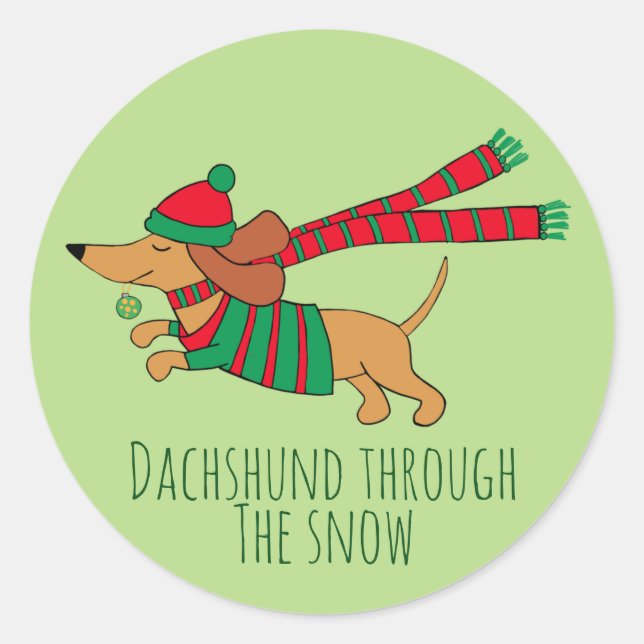Dachshund à travers le Sticker à neige (Devant)