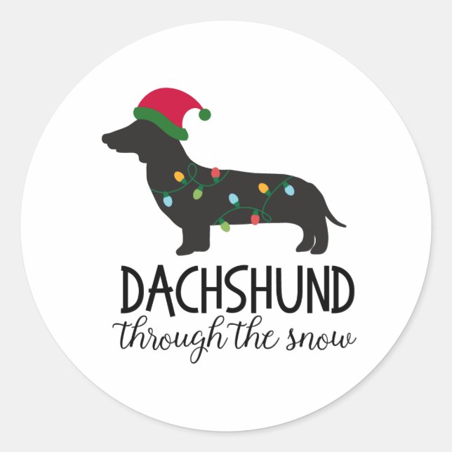 Dachshund À Travers Le Sticker À Neige, Noël (Devant)